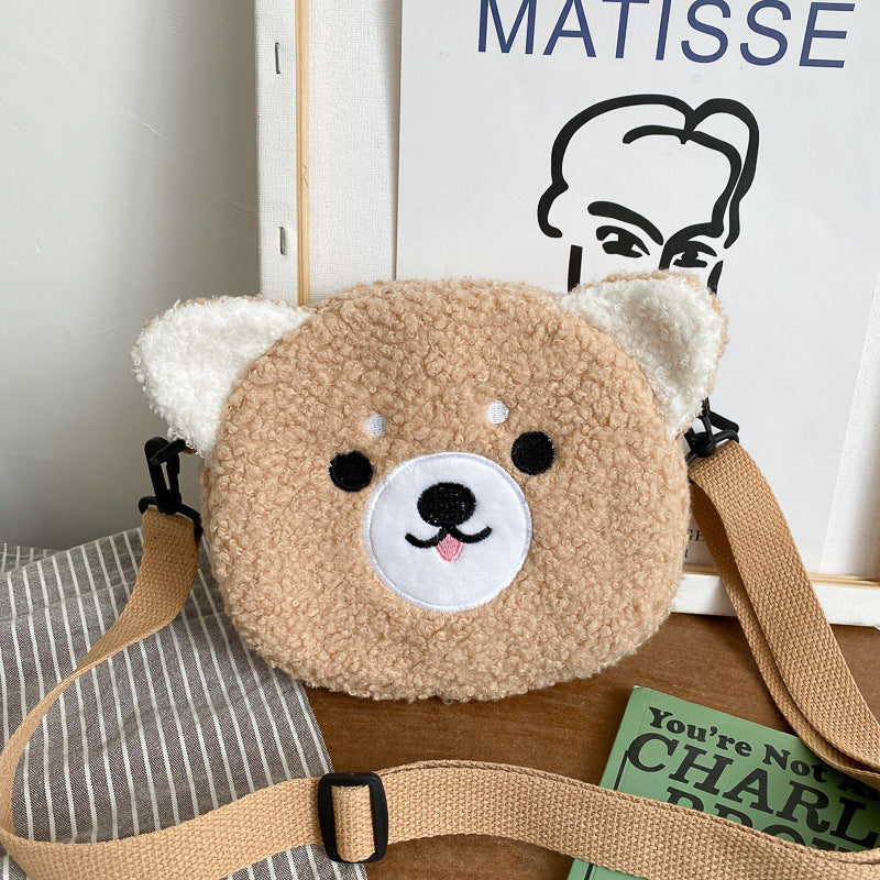 Women's Bag Autumn/Winter New Cute Doll Women's Shoulder Bag Fashionable and Stylish Crossbody Plush Small Round Bag Student Bag