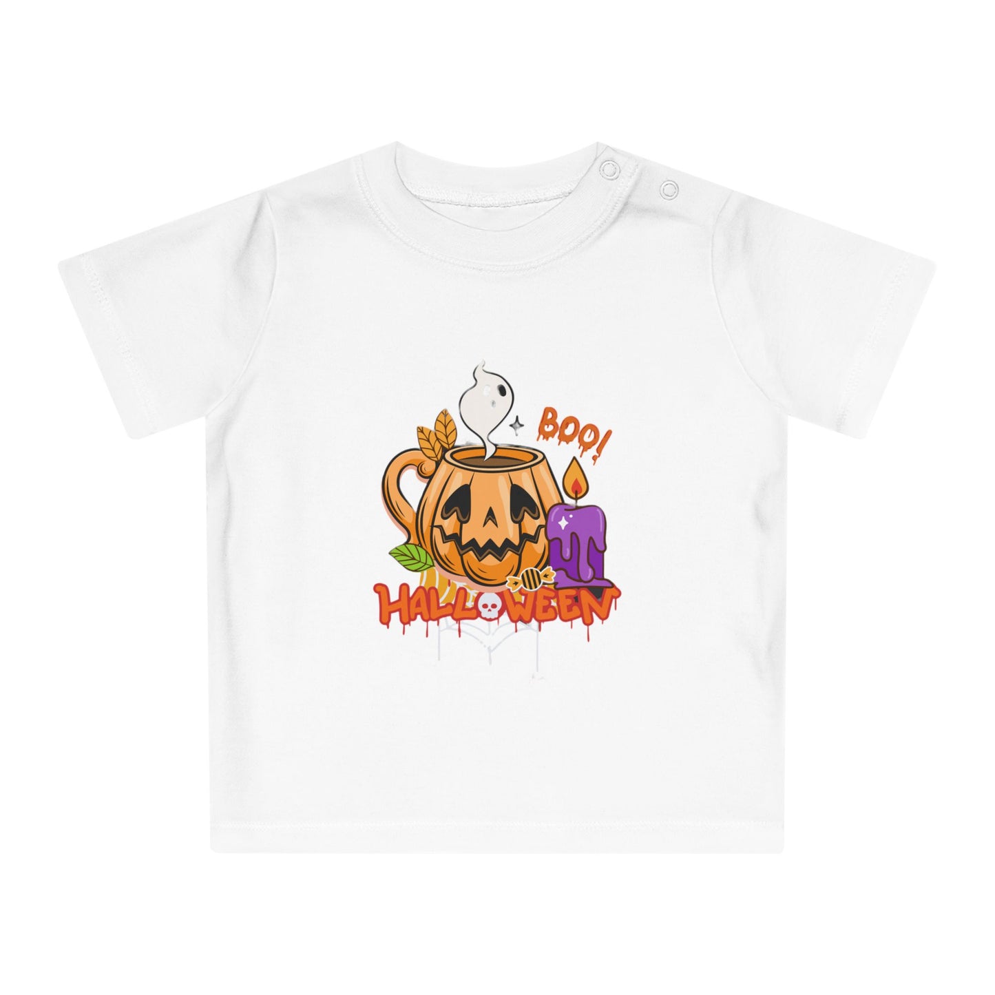 T-Shirt per Bambini di Halloween con Design di Zucca e Fantasma