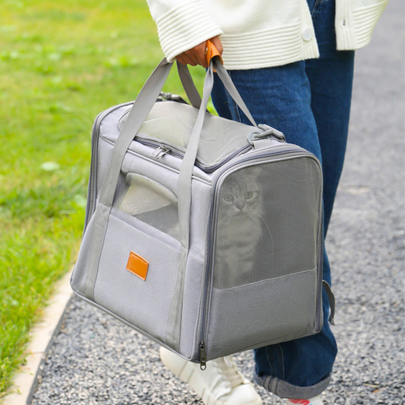 Zaino portatile pieghevole per animali domestici Borsa da viaggio traspirante Borsa a tracolla singola Borsa per cani e gatti Grande capacità