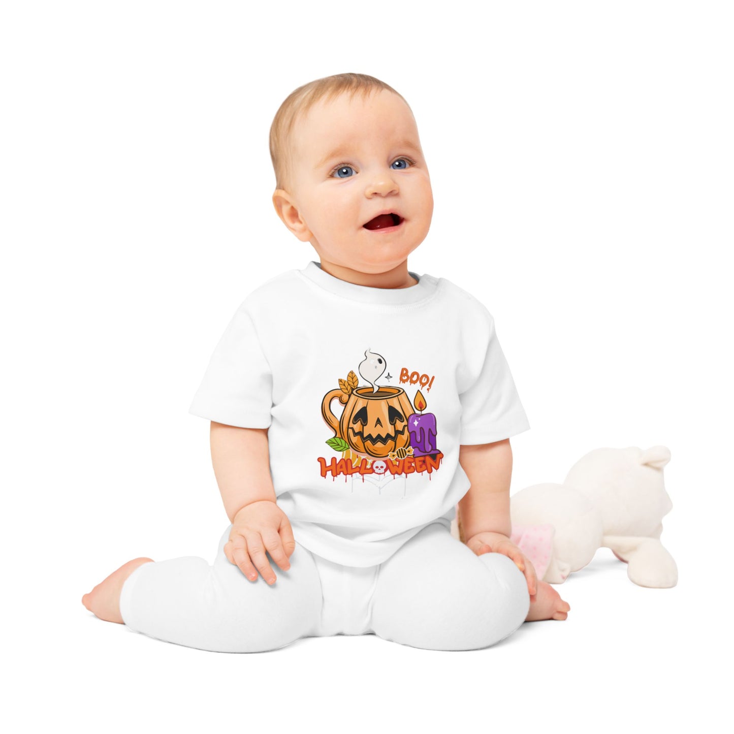 T-Shirt per Bambini di Halloween con Design di Zucca e Fantasma