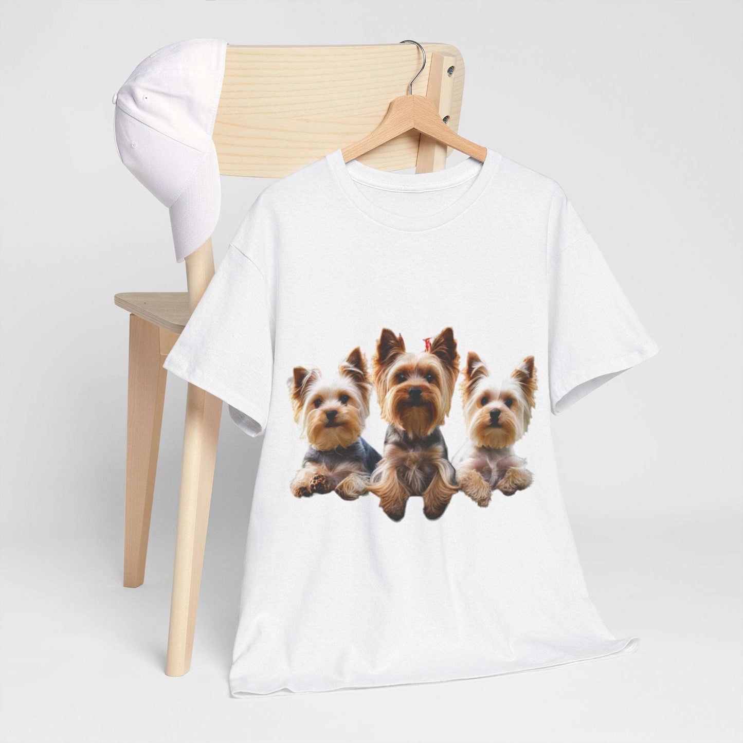 Unisex Heavy Cotton Tee - 3 Yorkshire Terrier