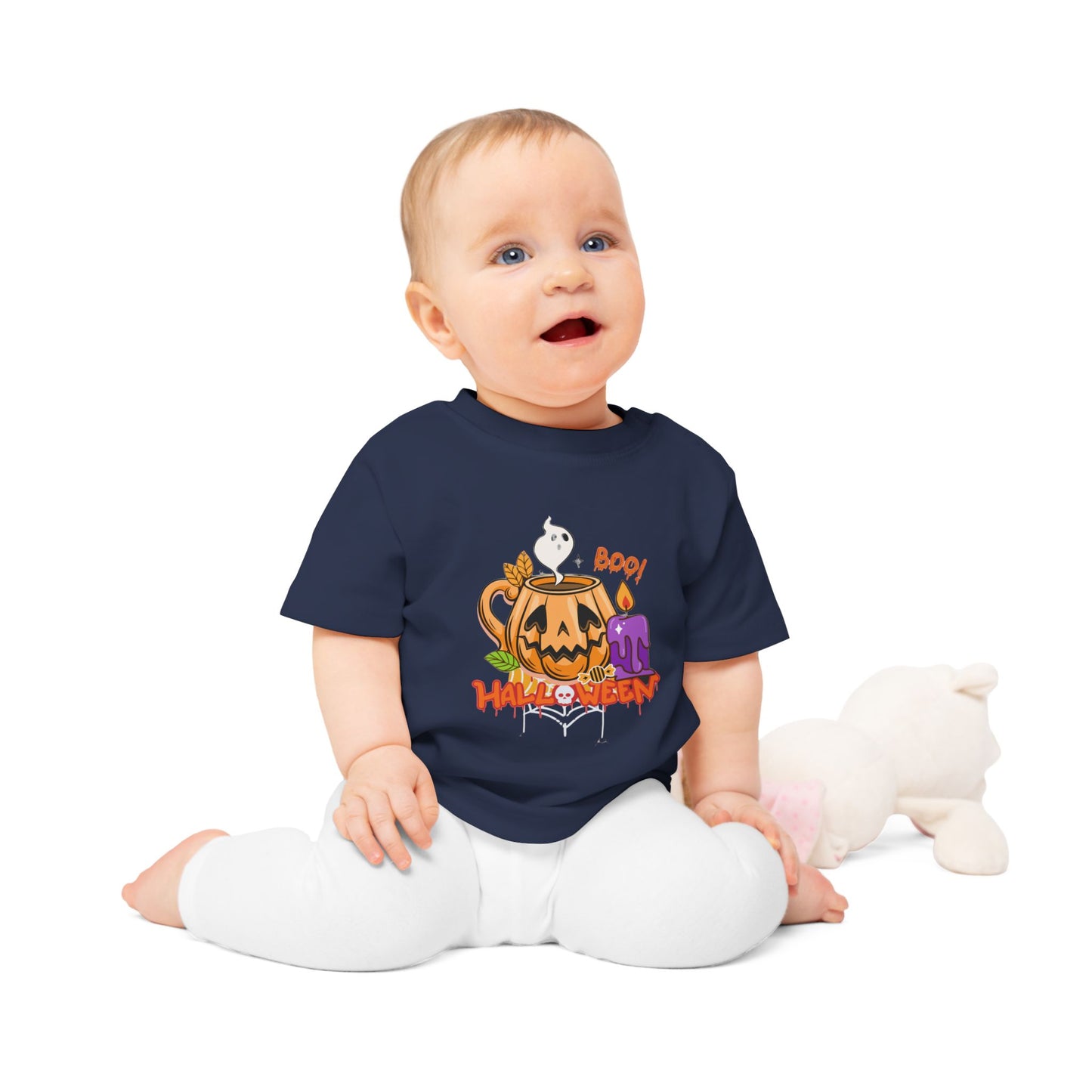 T-Shirt per Bambini di Halloween con Design di Zucca e Fantasma