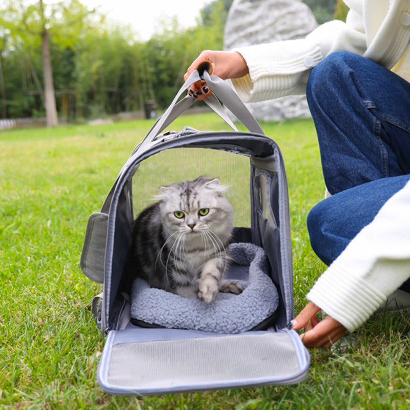 Zaino portatile pieghevole per animali domestici Borsa da viaggio traspirante Borsa a tracolla singola Borsa per cani e gatti Grande capacità